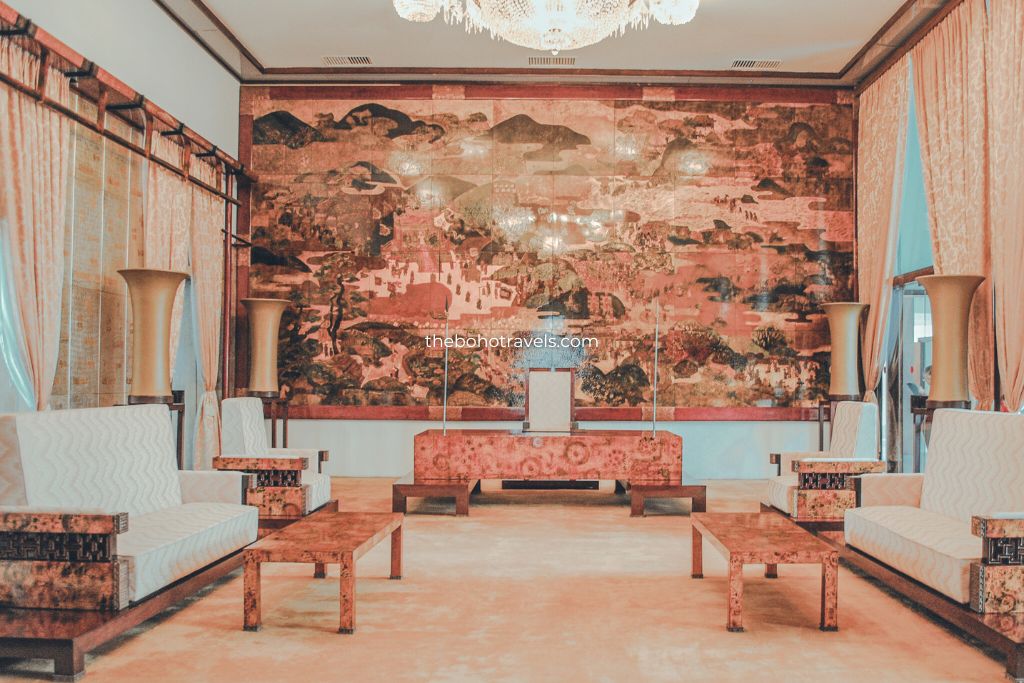 One of the opulent rooms of the Reunification Palace - a must visit for history lovers during your one day in Ho Chi Minh City