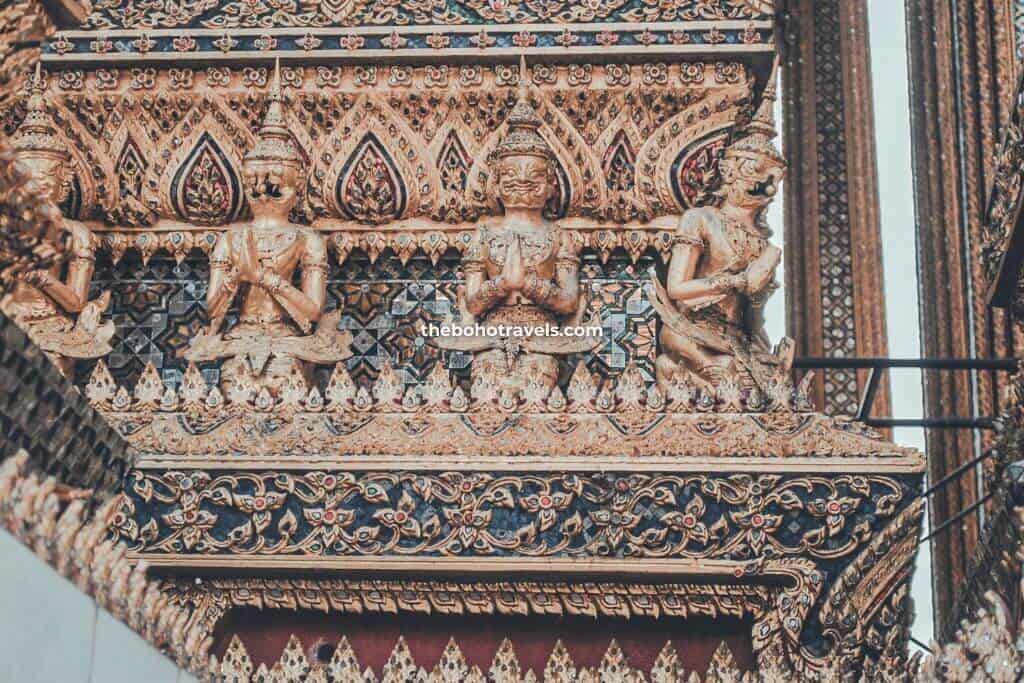 Details of one of the structures at The Grand Palace in Thailand, visiting which is one of the best things to do in Bangkok