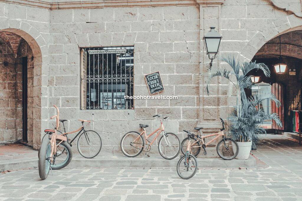 Bamboo bikes in Intramuros. You can use it to tour the historical Old City in Manila.